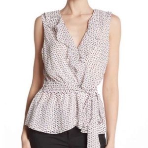 Max Studio Sleeveless Ruffle Polka Dot Blouse